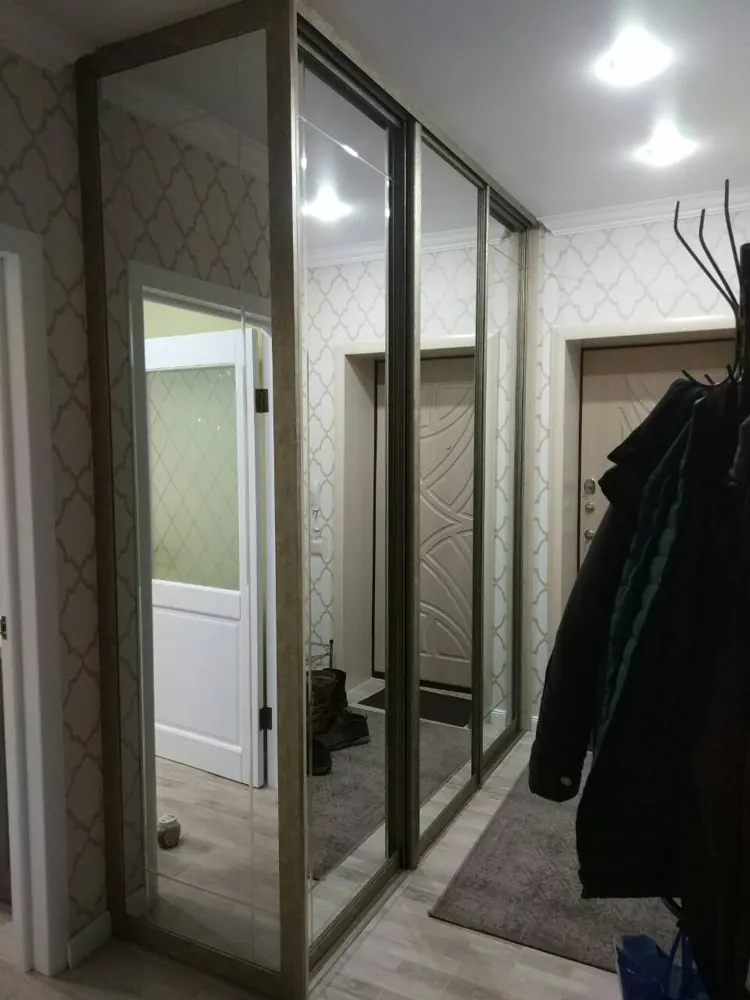 Шкаф-купе с зеркальными дверями в коридоре